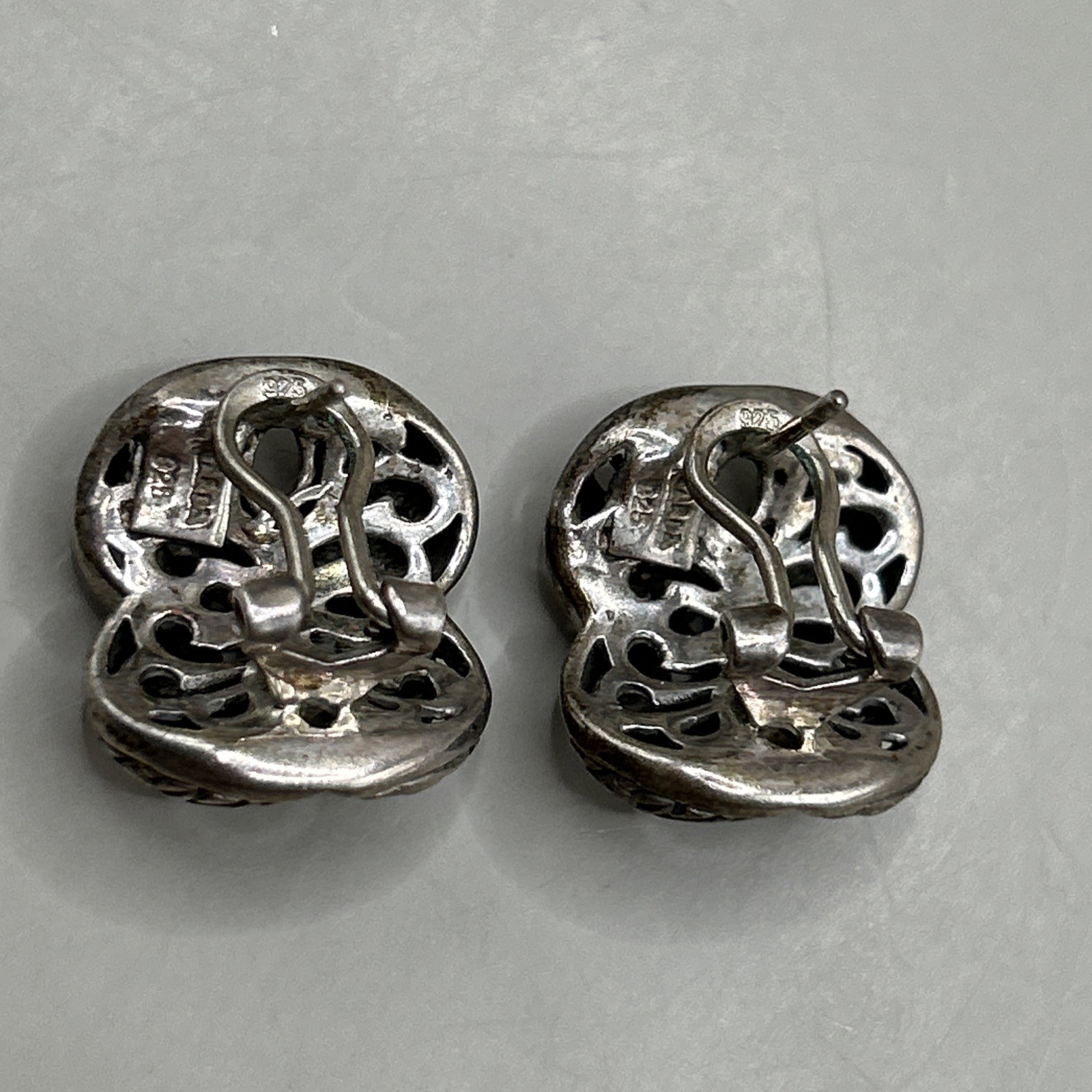 VTG SIGNED SARDA STERLING SILVER 925 BASKET WEAVE FILIGREE FIGURE 8 EARRINGS