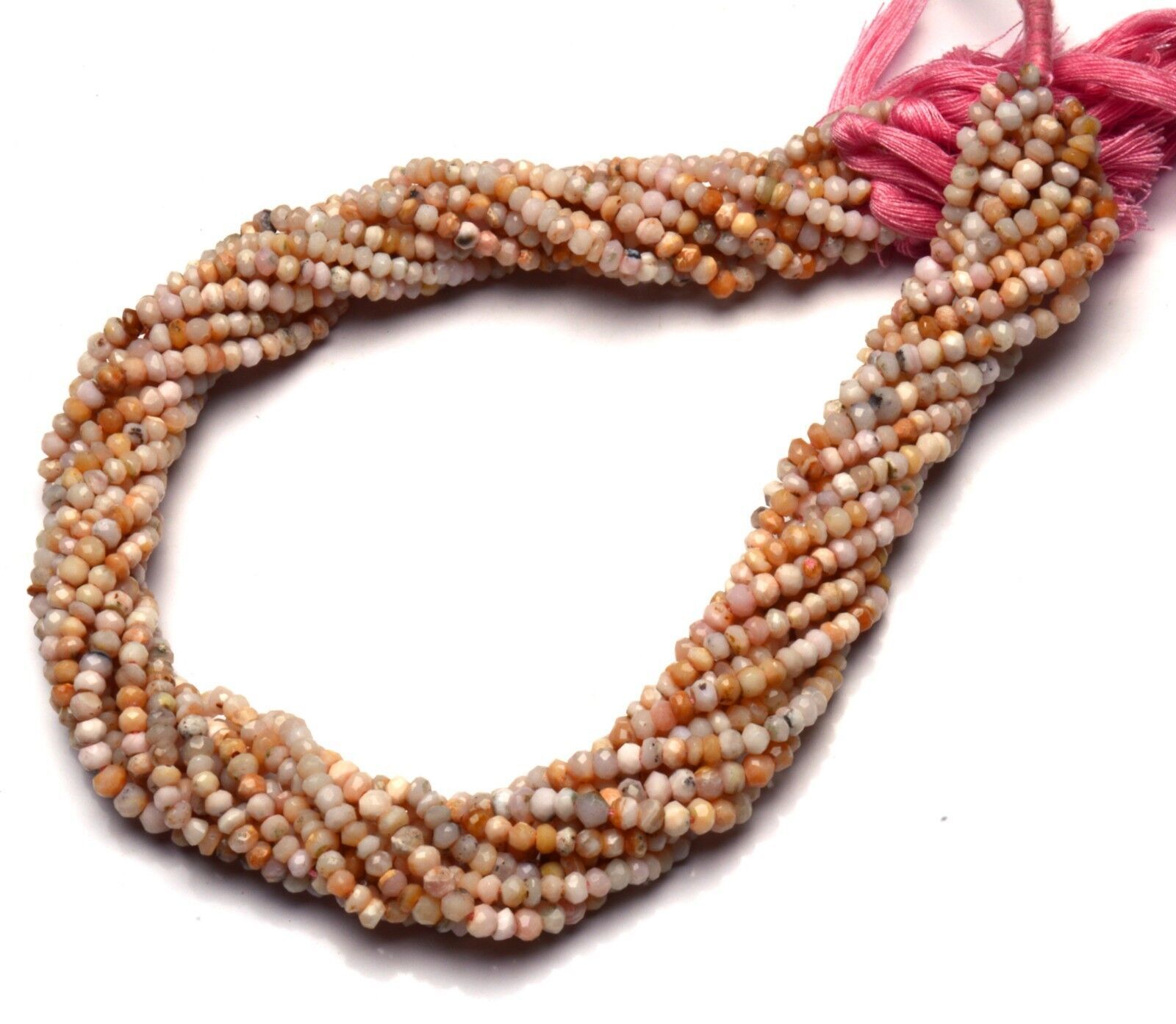 Natural Gem Peruvian Pink Opal Micro Faceted 3MM Approx Rondelle Beads 13″Strand