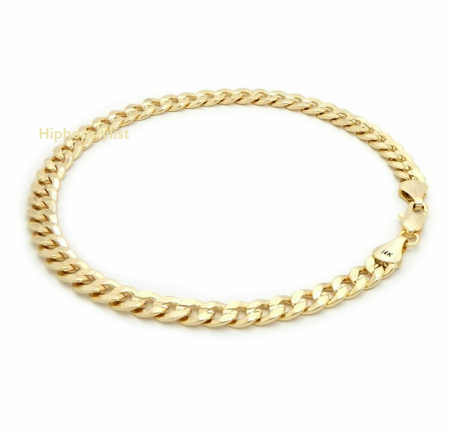 5mm 10″ Concave Cuban Link Chain Quality Anklet Bracelet 14K Italy Gold Plated