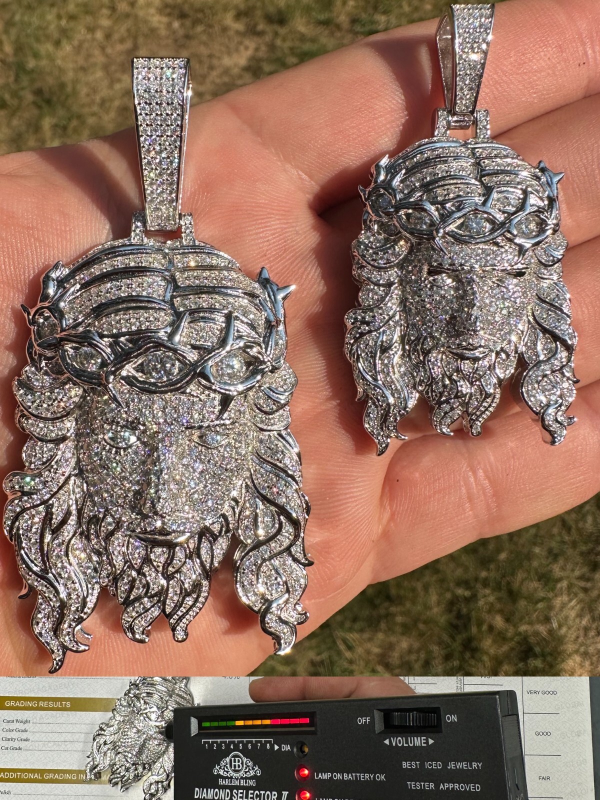 MOISSANITE Real 925 Sterling Silver Iced Hip Hop Jesus Piece Pendant Necklace