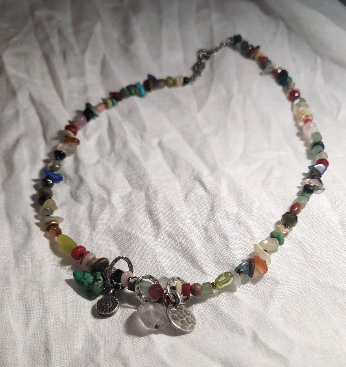 Peyote Bird 925 Sterling Silver Multicolor Beaded Charm Necklace Adjustable