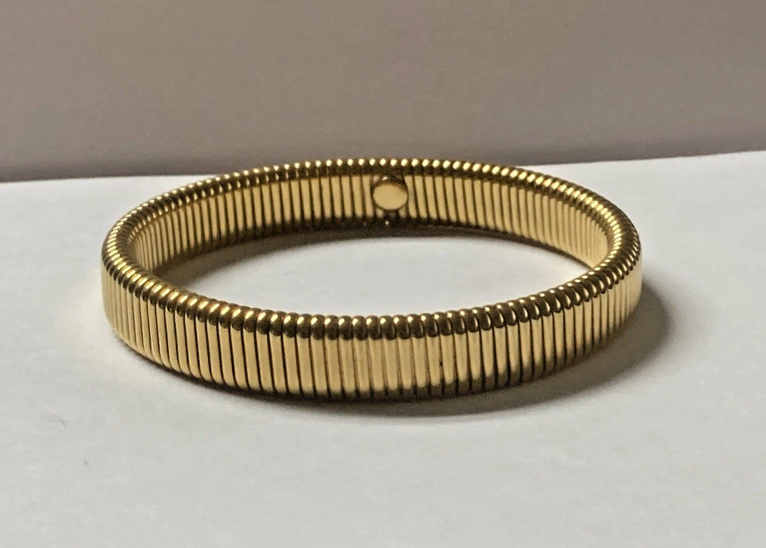 Gold Tone Tube Bracelet 3/8 in. wide