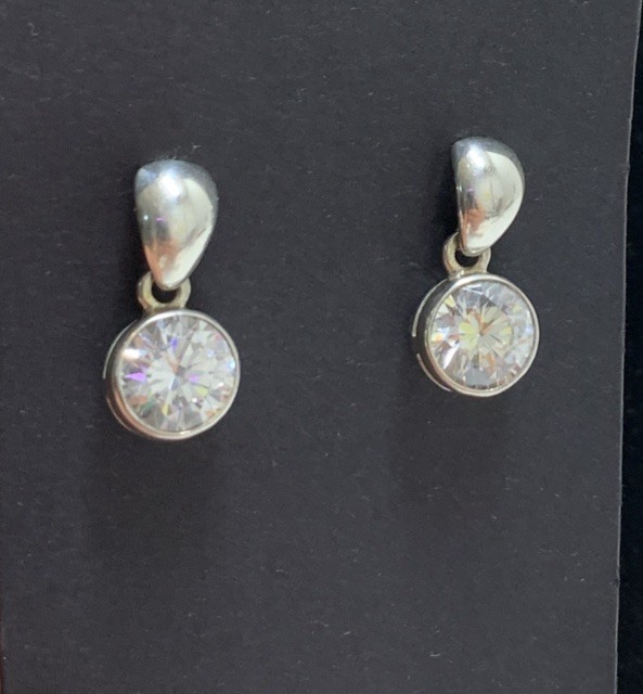 JJJ Sterling Silver CZ Dangle Drop Earrings Wedding Prom Streetwear