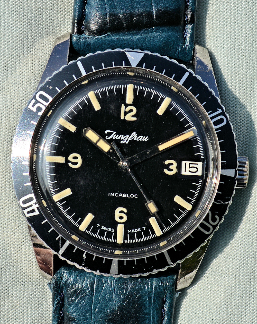 Orologio Jungfrau DIVER SUB 600 feet anni ’70 con ghiera girevole revisionato