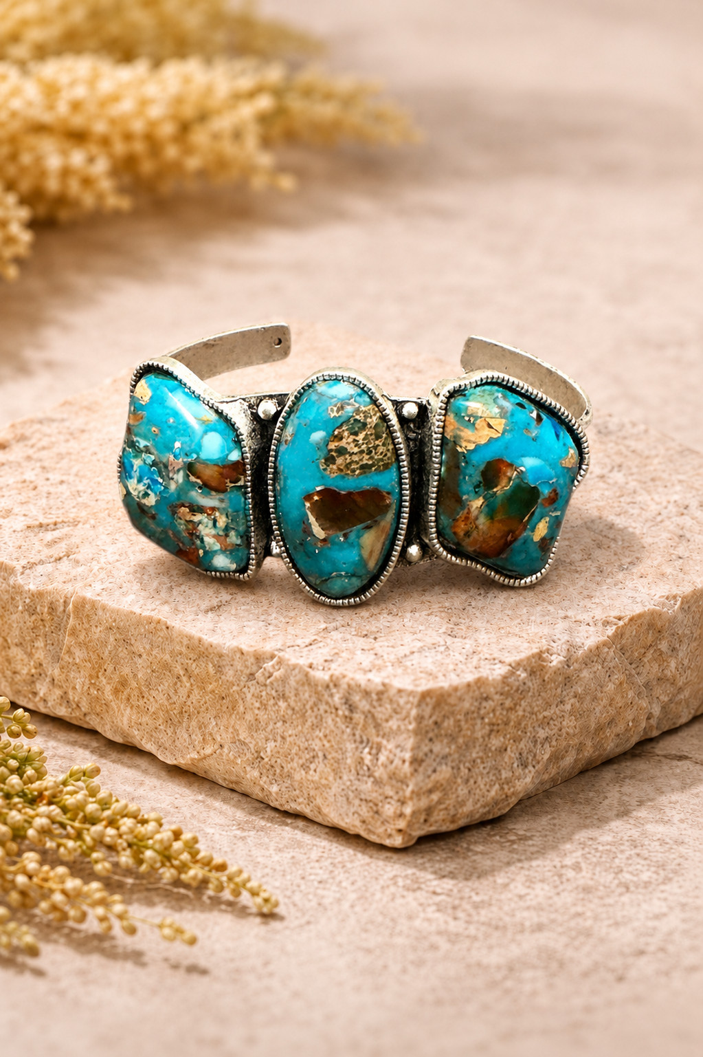 Turquoise Cuff Bracelet Turquoise Natural Stone western Style