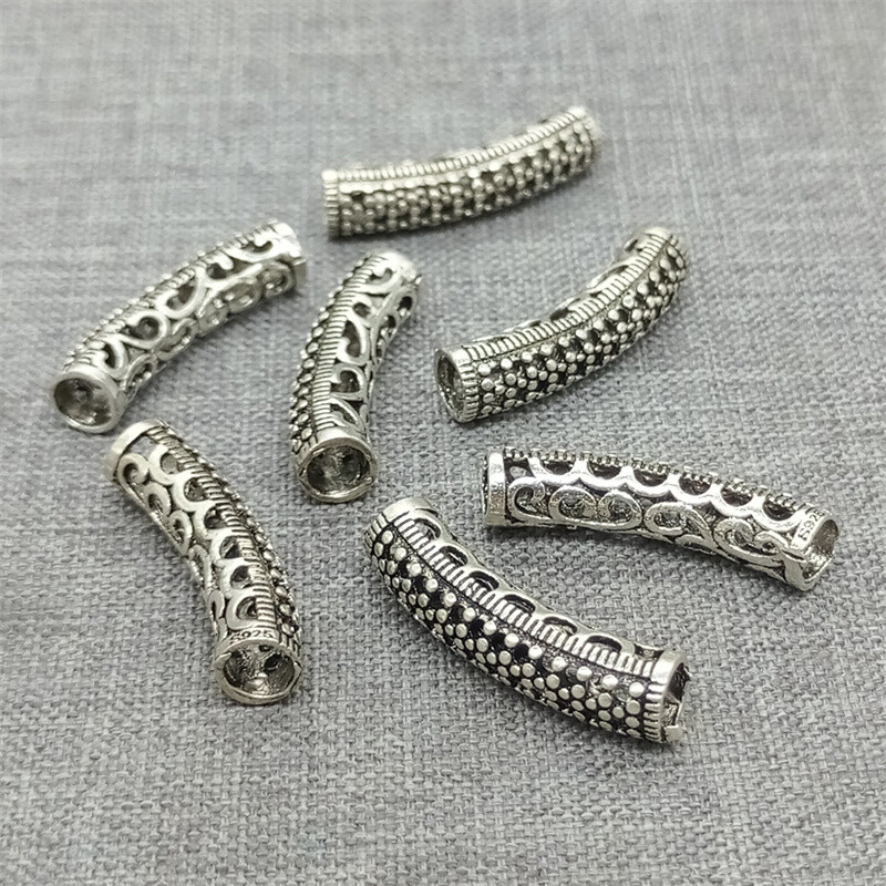Sterling Silver Flower Tube Beads Floral Style for Bracelet