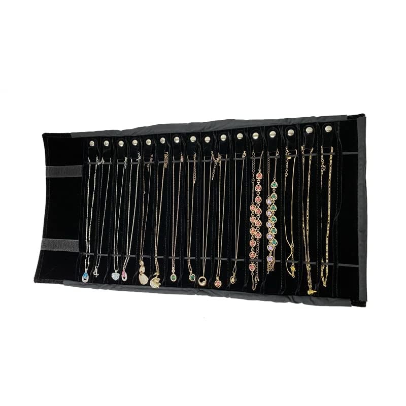 SCIKHEFT Portable Jewelry Roll Untangled Secure Necklace Travel Storage Bag D…