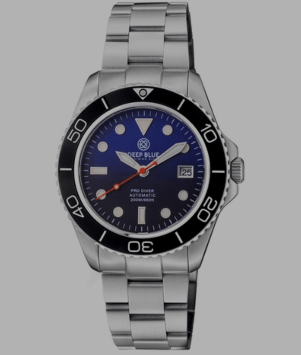 DEEP BLUE WATCH-PRO DIVER 200 BLUE/BLACK GRADIANT DIAL 42.5MM AUTO/OYSTER BAND