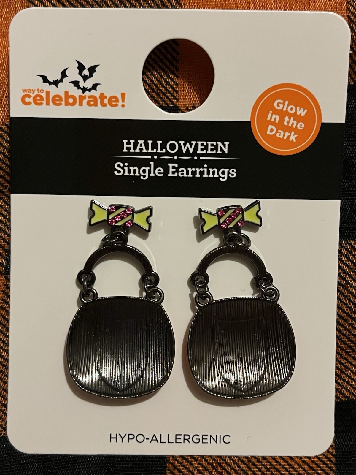 Way to Celebrate! Halloween Pumpkin Dangle Earrings Glow In Dark Hypoallergenic