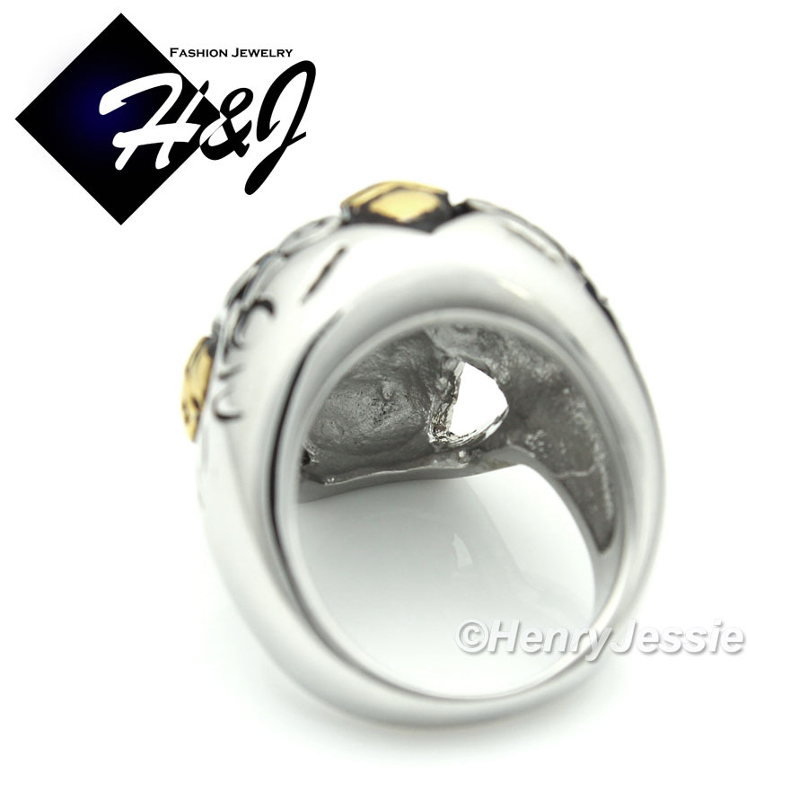 BIKER MEN Stainless Steel Black/Silver/Gold Plated Skull Face Ring Size 8-13*77