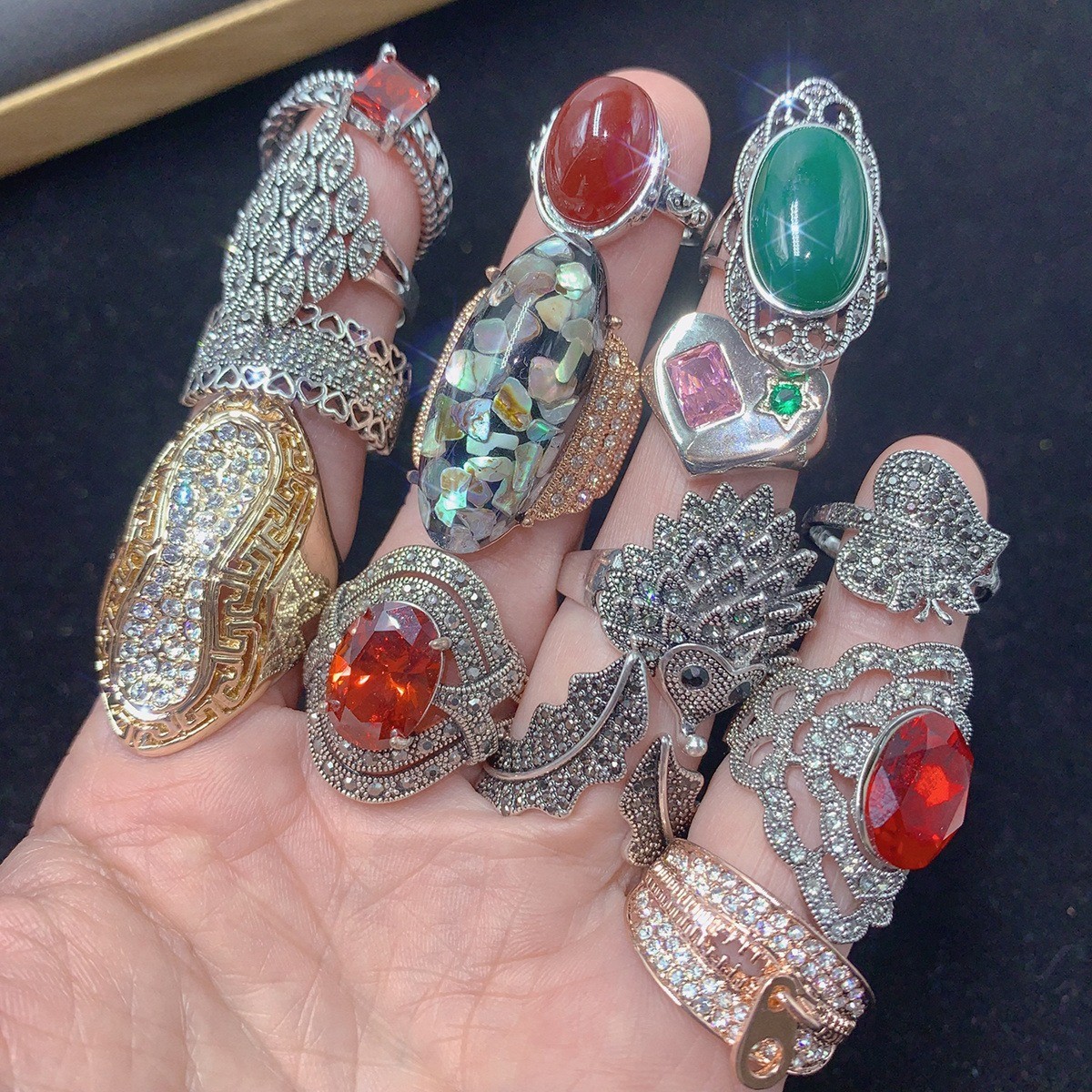 20Pcs Random Wedding Jewelry Cubic Zircon Rings Mixed Lots Lady’s Fashion Ring