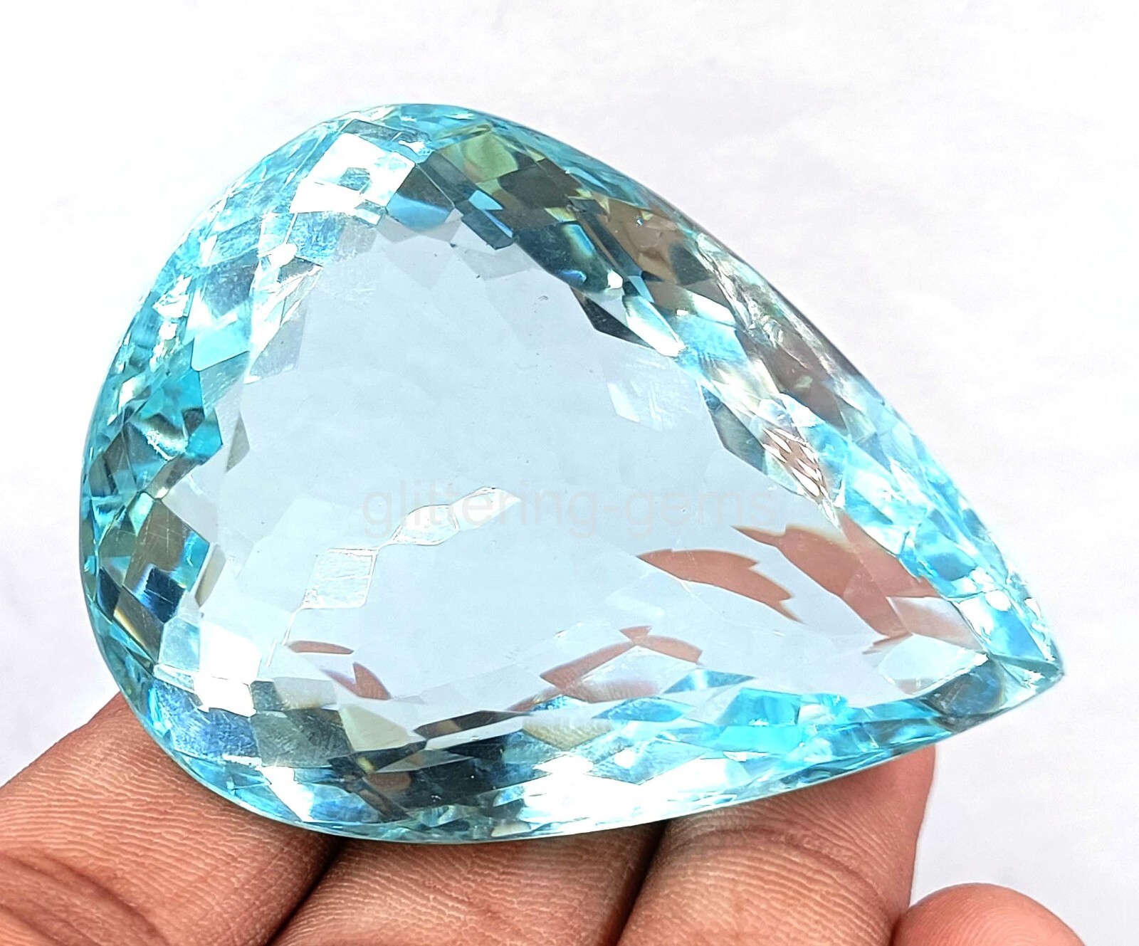 Certified Natural Brazilian 101.60 Ct Blue Pear Cut Topaz Loose Gemstone 5AIS
