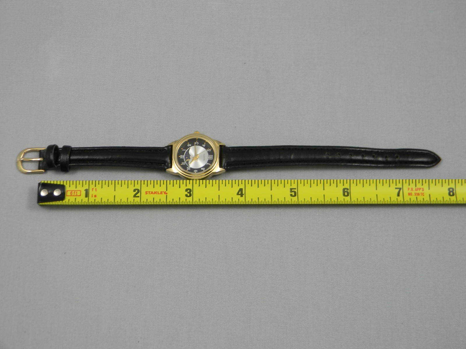 Moon Phase Watch Women 23mm Gold Tone Date Japan Movement New Battery