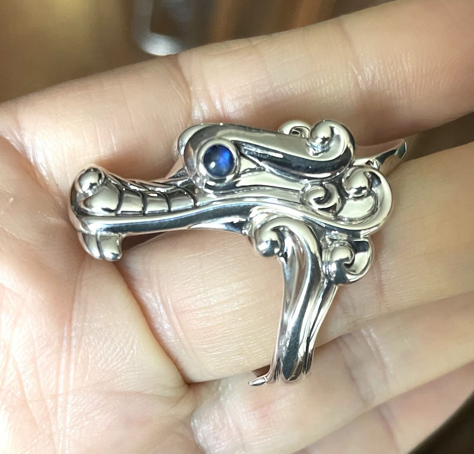 JOHN HARDY Legends Naga Dragon men’s ring sapphire 925 Silver $995 sz 11 New 27g
