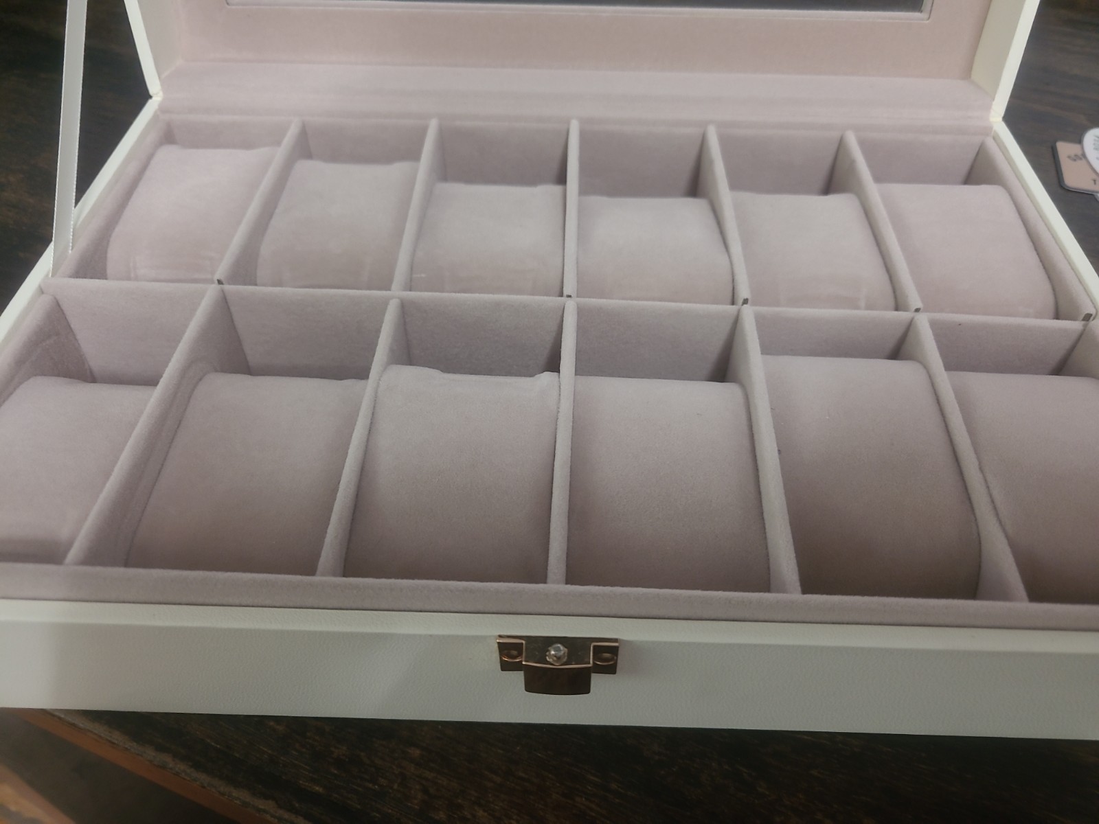 PU Leather 12-Slot Wrist Watch Display Box Storage Holder Organizer in White