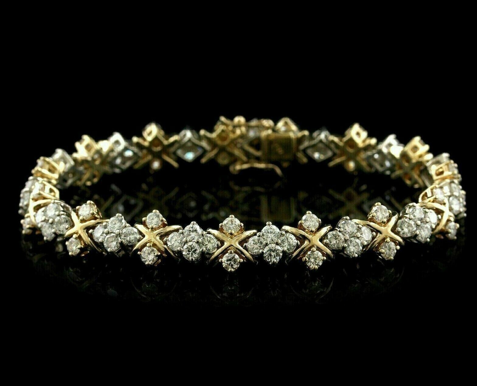 14K Yellow Gold Plated 6.50 Ct Created Round Cut Diamond Women’s Tennis Bracelet
