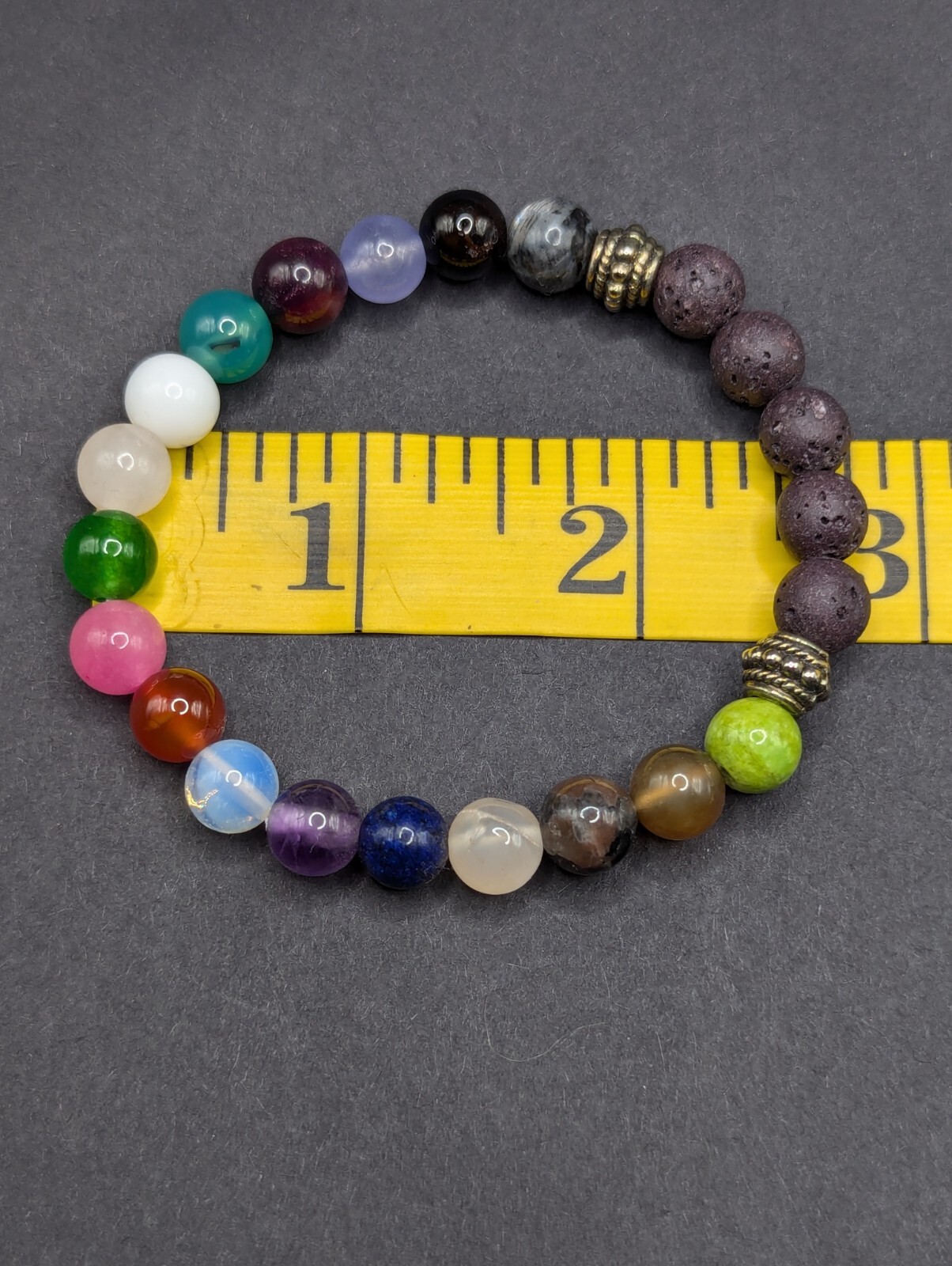 Mixed Gemstone 8mm Colorful Beaded Stretch Bracelet (16cm) Small Wrist