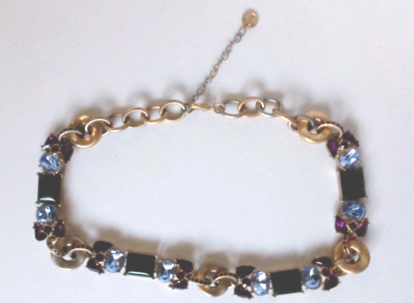 Talbot Brass tone link Multi Color Crystal Glass Statement Necklace Pre-owned