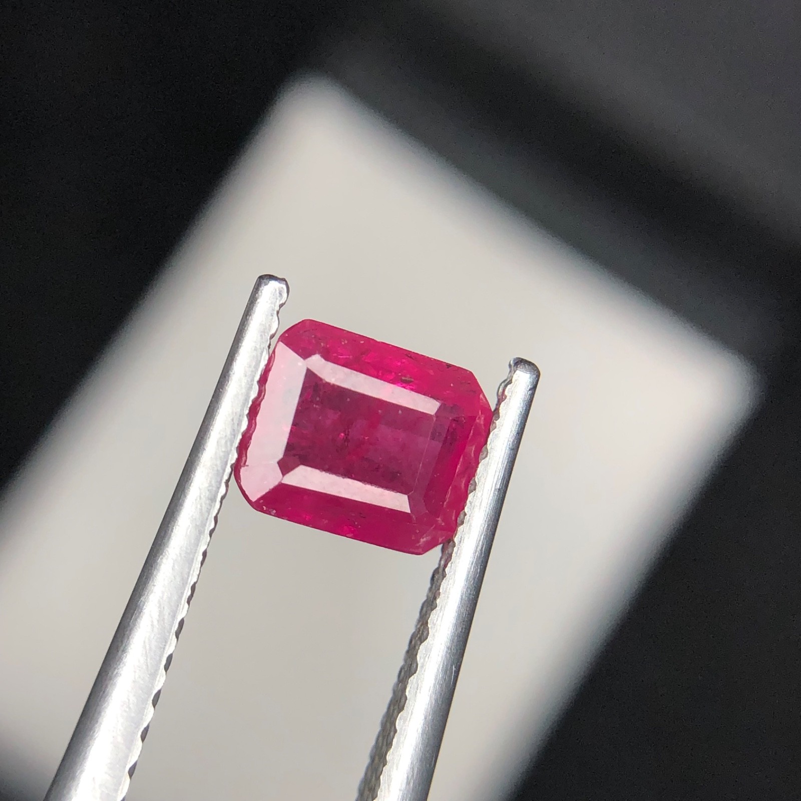 1.01 Ct Natural Ruby Certified Emerald Cut Purplish Red Corundum Loose Gemstone