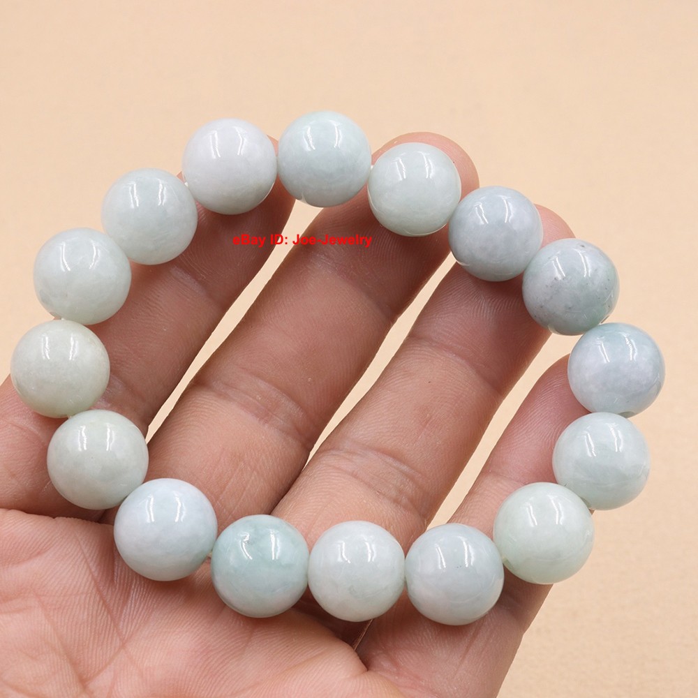Natural Jadeite Stretch Bracelet Grade A 13mm Jade Bead Handmade Bracelet