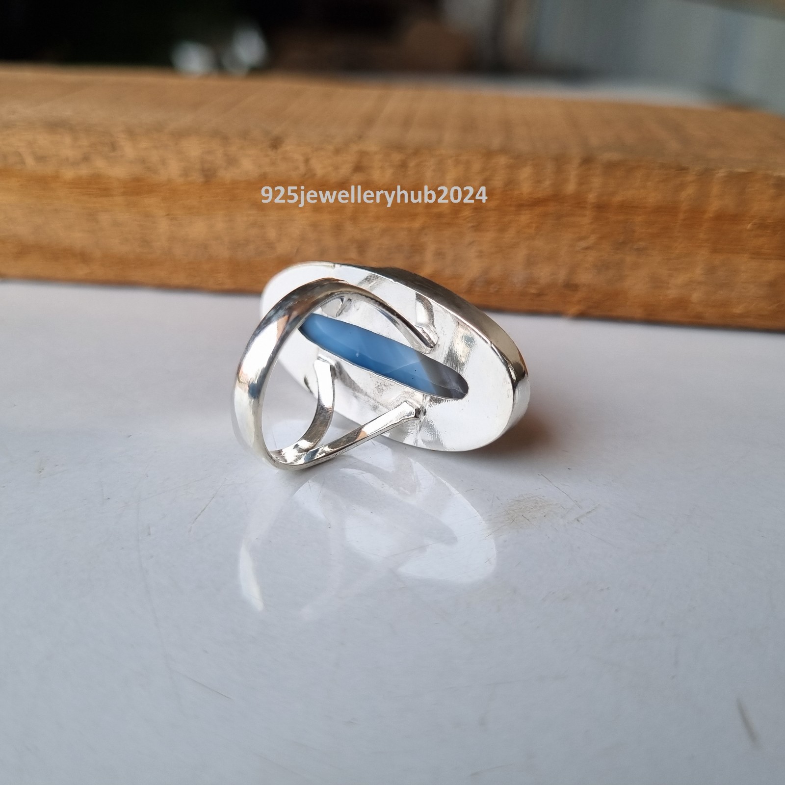 Owyhee Blue Opal Gemstone Ring 925 Sterling Silver Anniversary Gift Ring PG6622