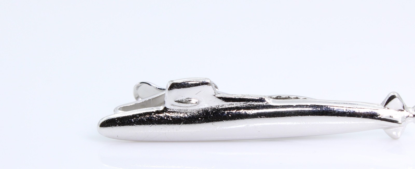 Vintage Silver Tone Submarine Tie Clip Bar Navy Military Nautical Memorabilia