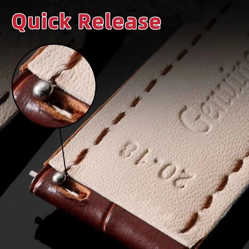 Cowhide Leather Watch Band Strap Butterfly Clasp Quick Release Bracelet 12-24mm