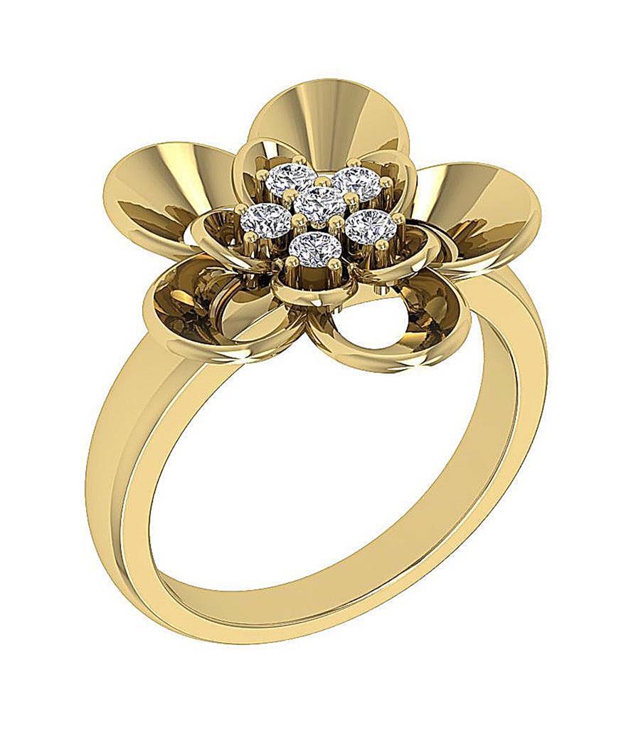 I1 G 0.35 Ct Round Diamond 14K Solid Gold 18.60 MM Right Hand Anniversary Ring