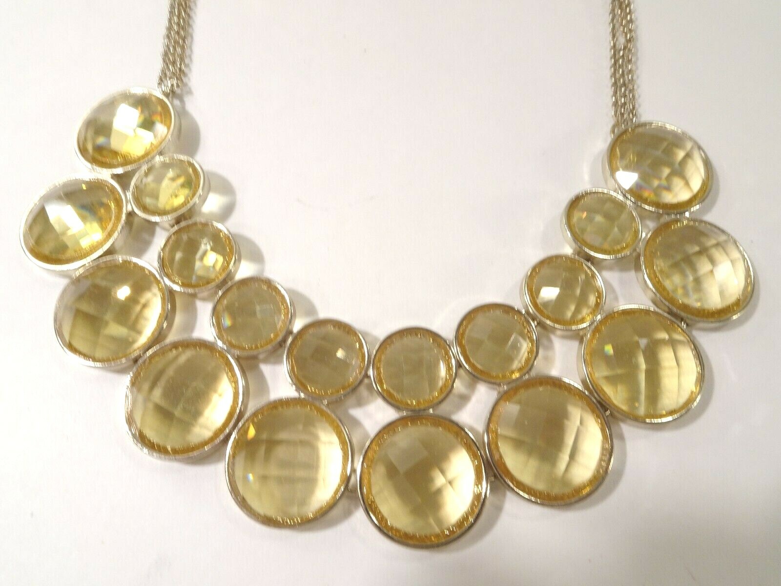 Ann Taylor Women’s Translucent Yellow Round Bib Short Necklace NWT 49