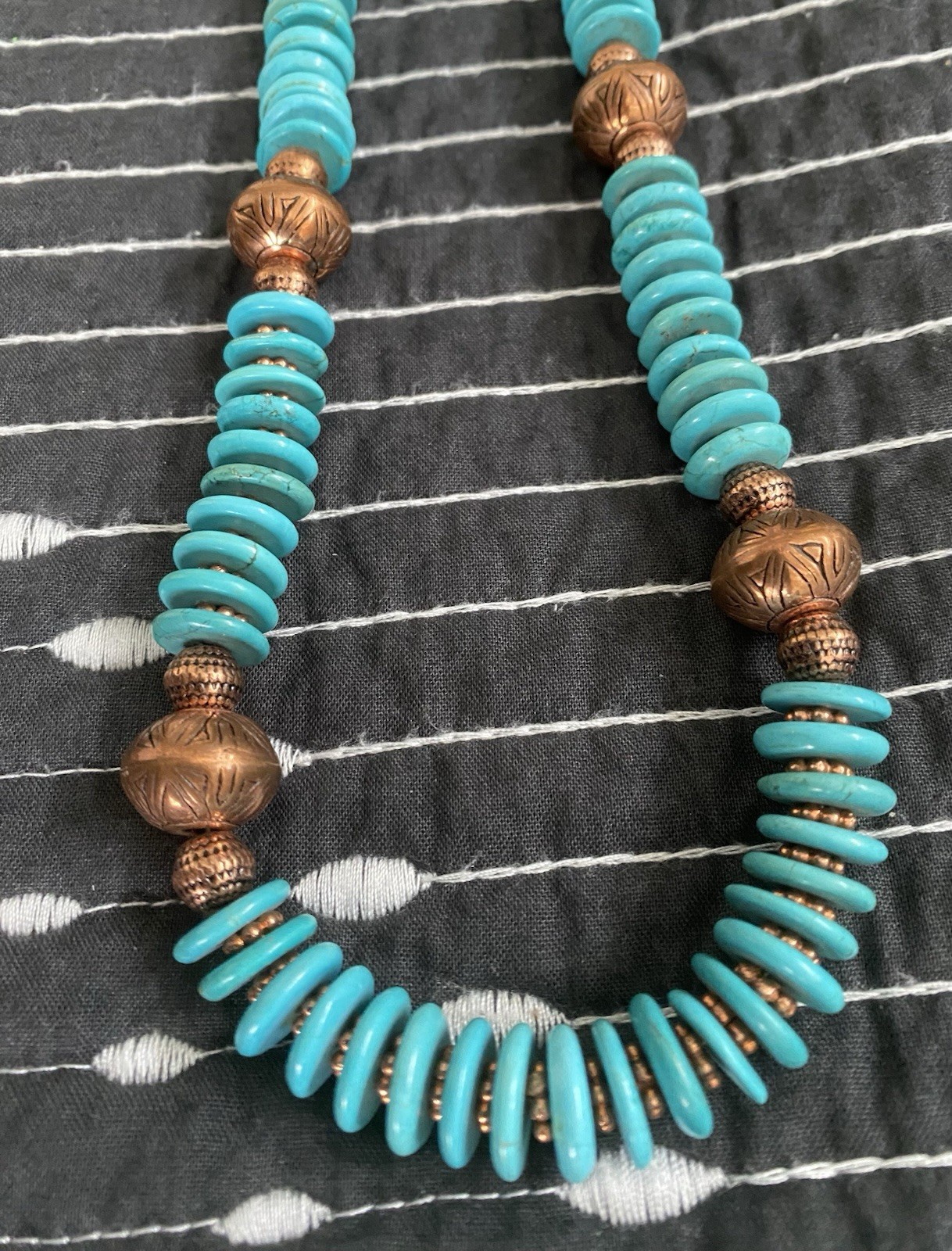 Turquoise And Copper Handcrafted Necklace
