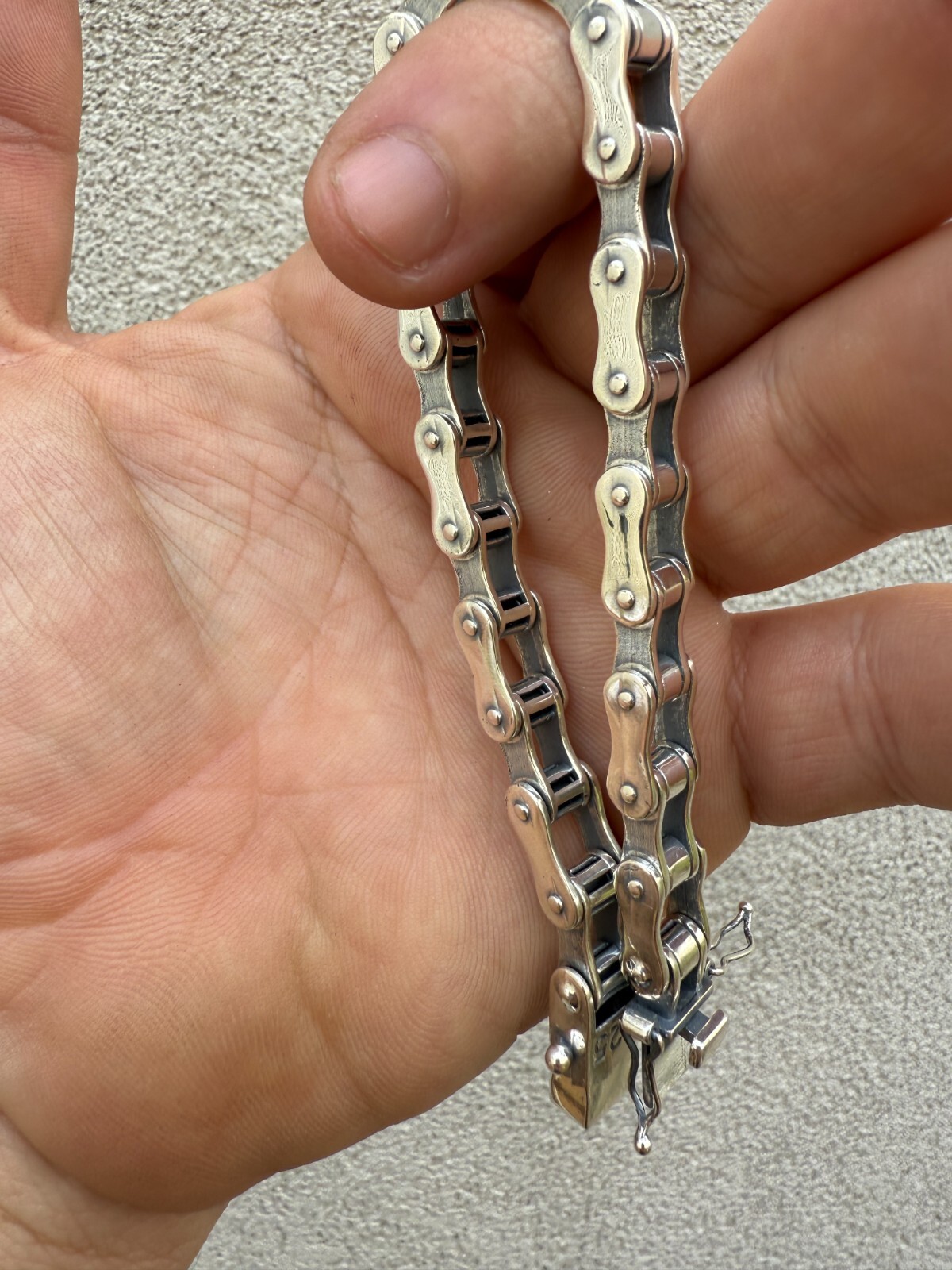 Bicycle Link Bracelet Real 925 Silver Oxidized Handmade 9mm Bike Motorcycle