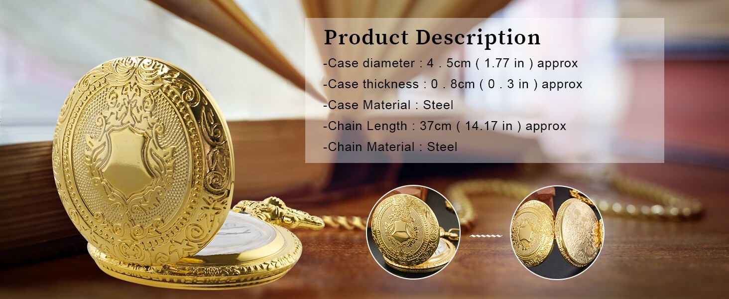 Elegant Gold Shield Pocket Watch – Timeless Style & Precision Men’s Quartz Pocke