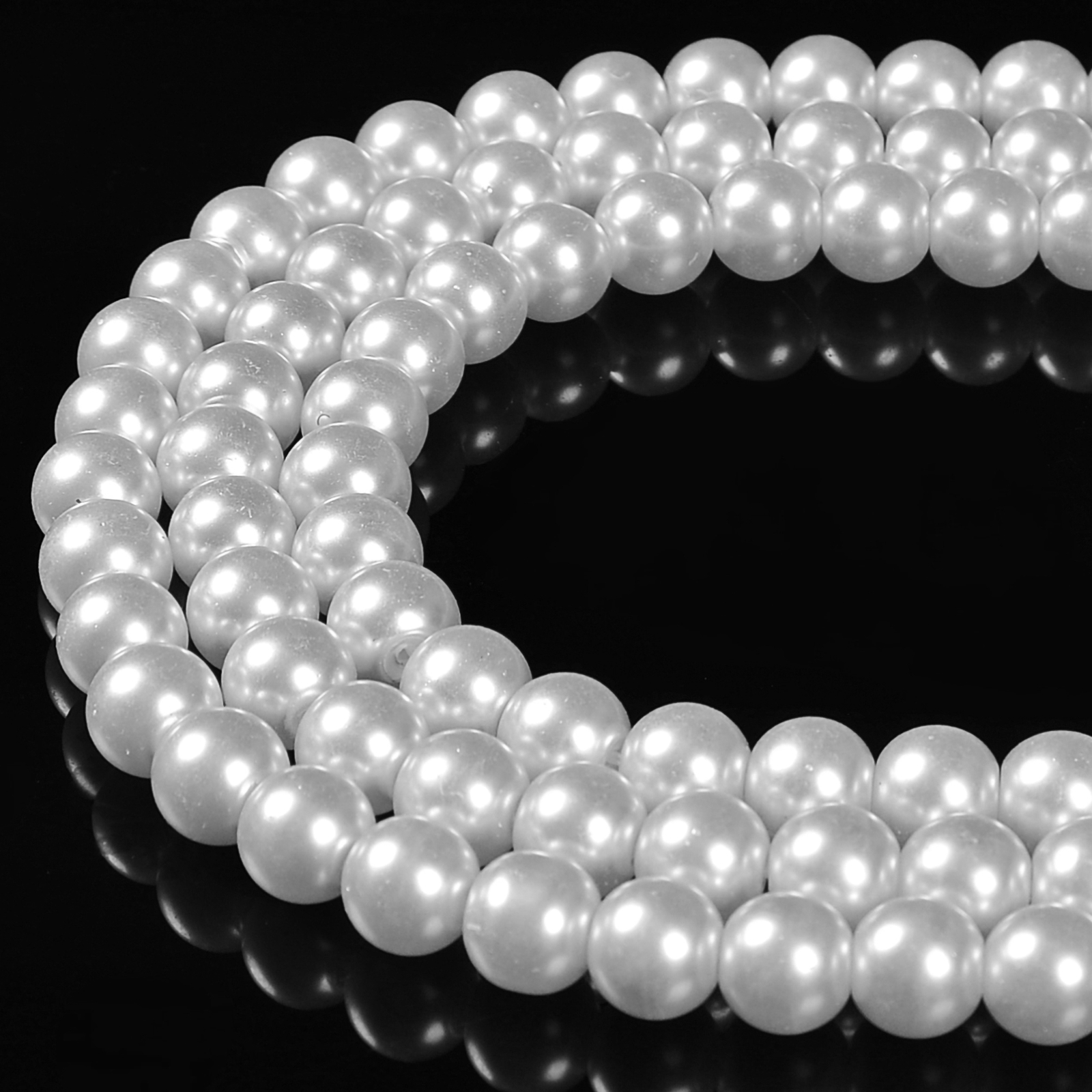 Bright White Glass Pearl Smooth Round Beads 3mm 4mm 6mm 8mm 10mm 12mm 15.5″Strnd
