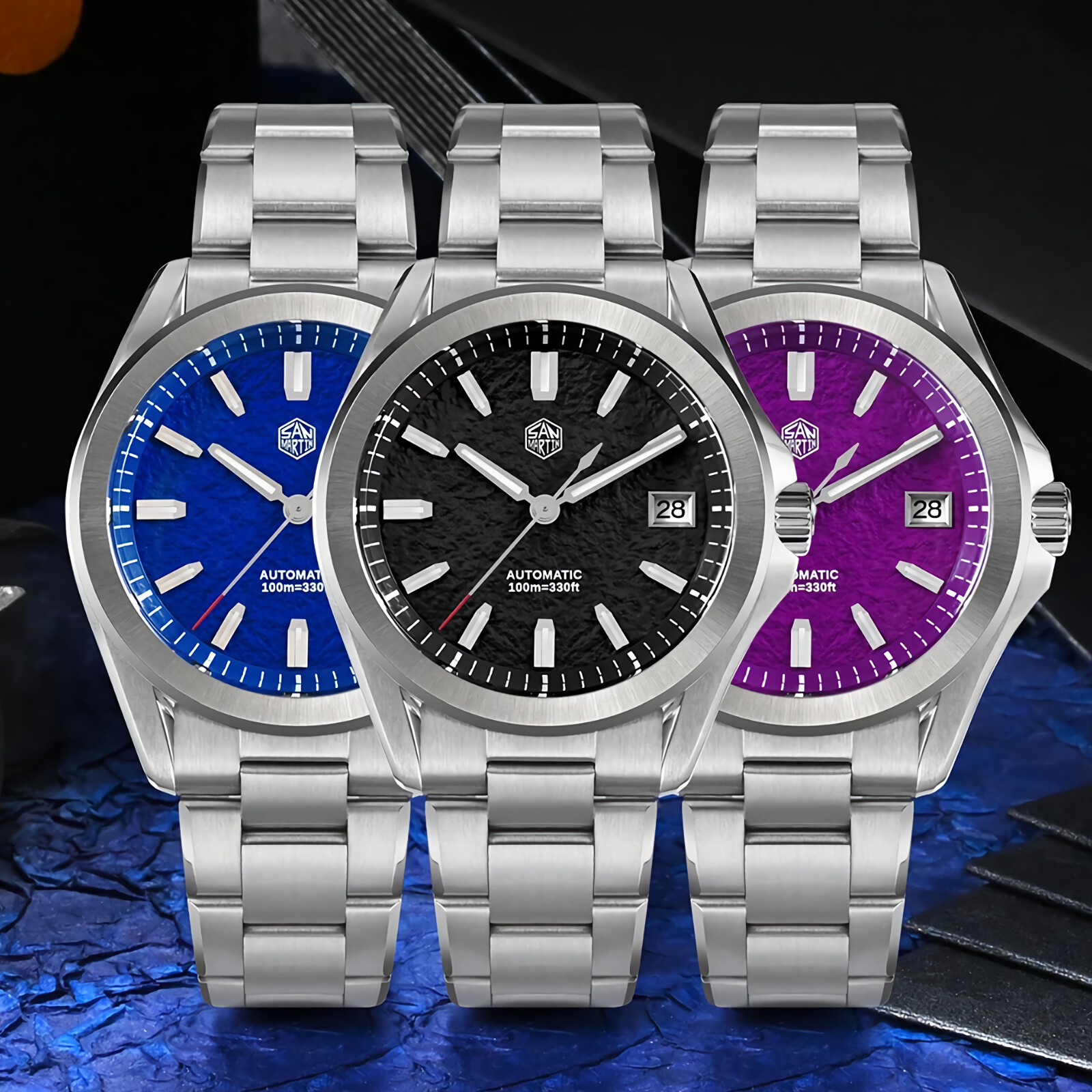 SAN MARTIN SN0129-G-C2/3 Automatic Oil-pressed Dial Date Display 39mm Gada Watch