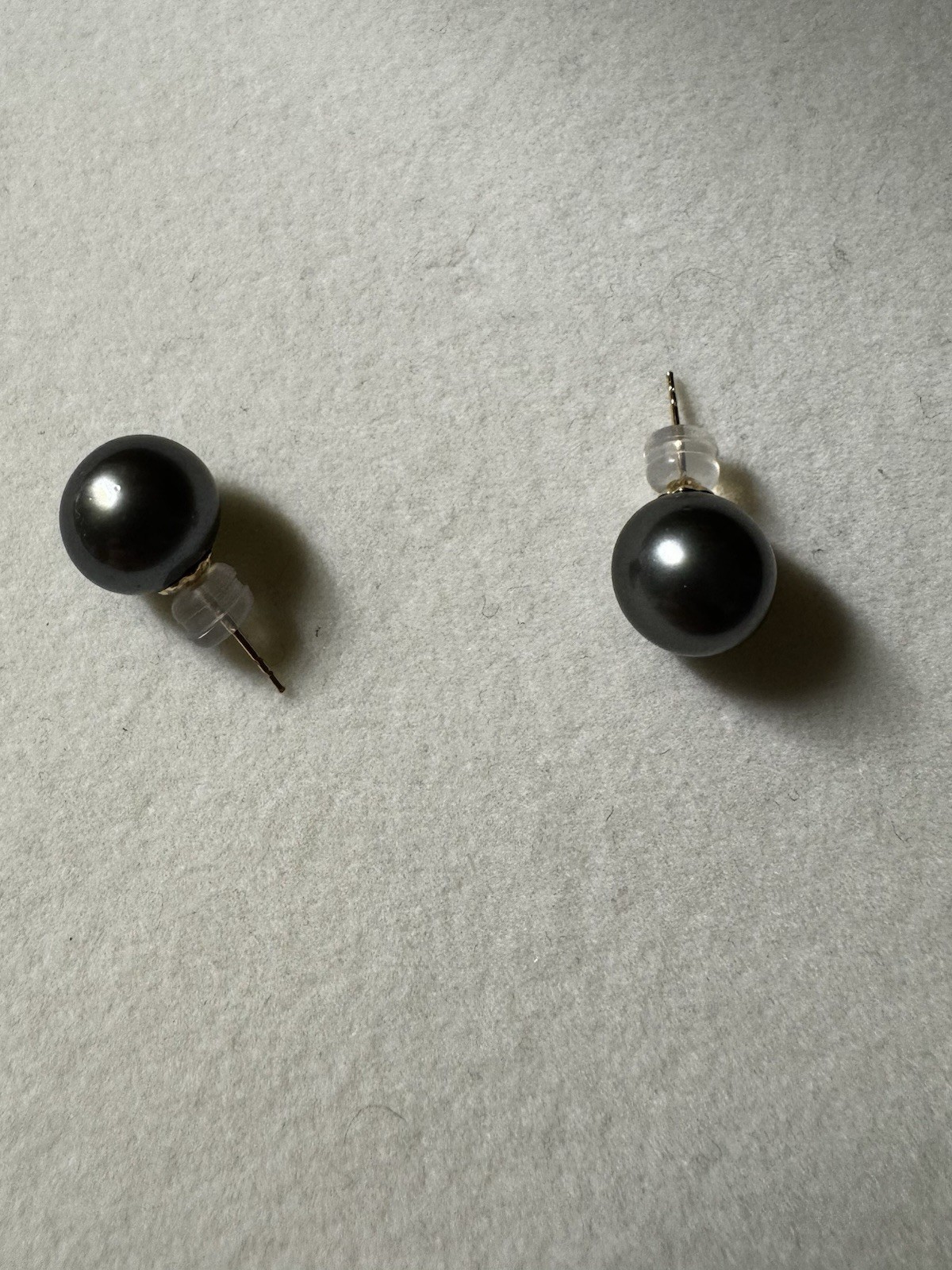 10.2mm Cultured Tahitian Pearl round Stud Earrings 18K Yellow Gold new free ship