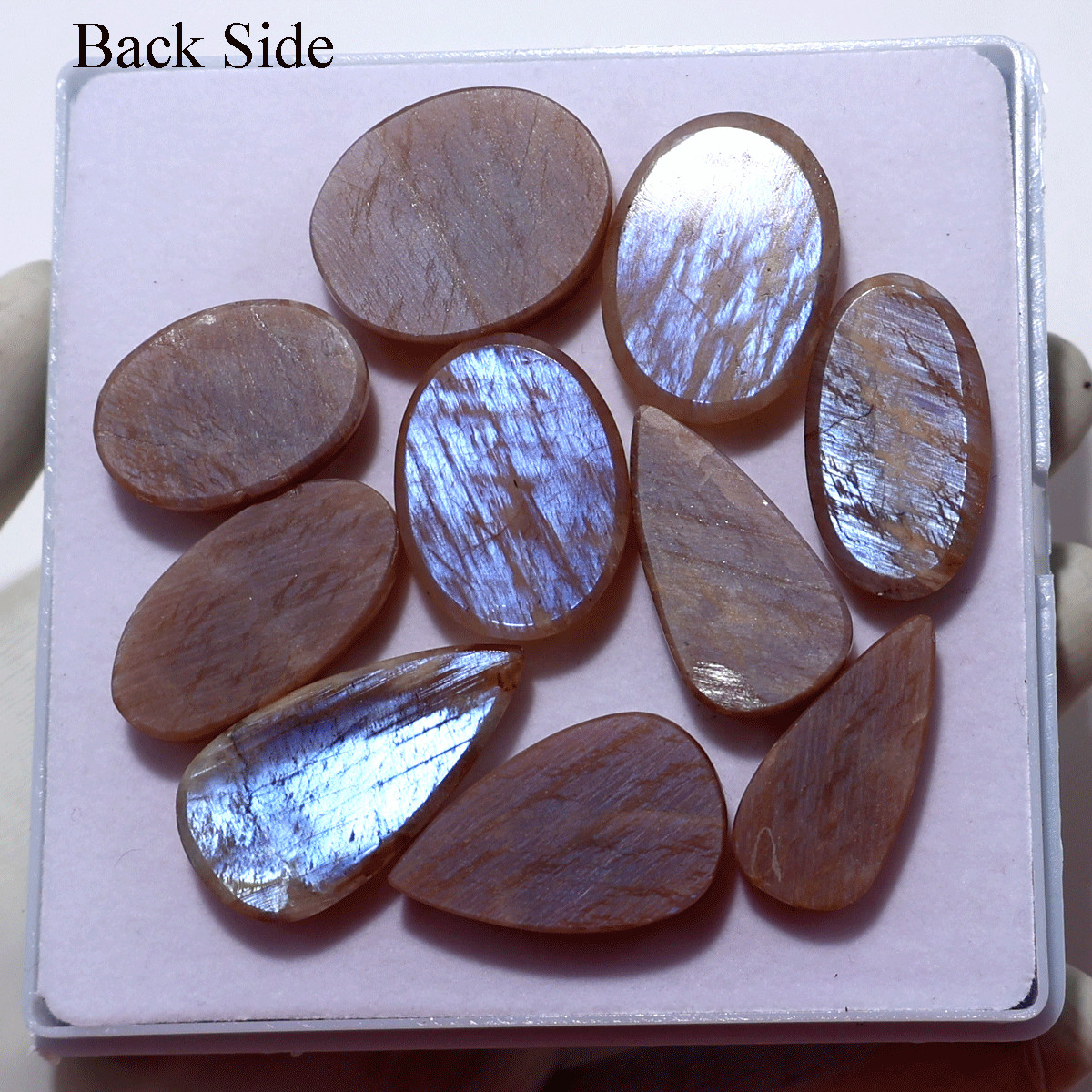Solar Moons~ 10 PC Rare Moonstone In Sunstone 24mm-33mm Cabochon Gemstones Lot