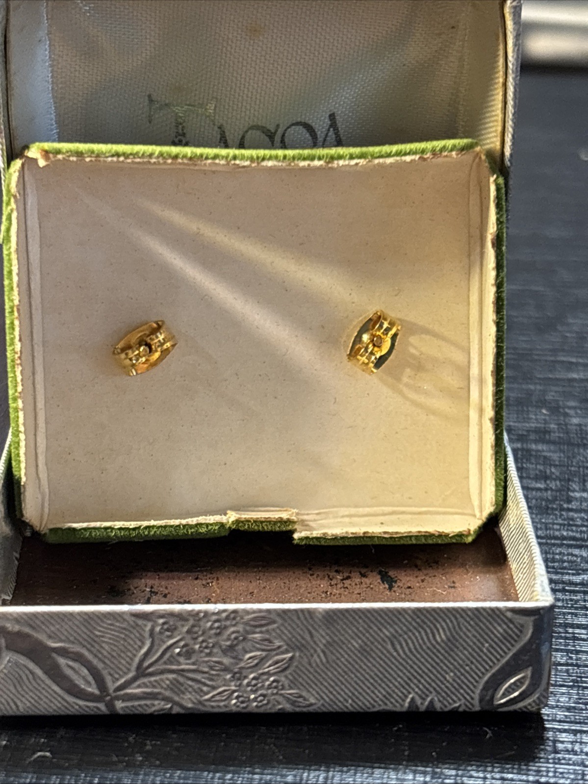Tacoa Vintage 14 Karat Gold Filled 5mm Flat Round Stud Earrings In Box Check Pic