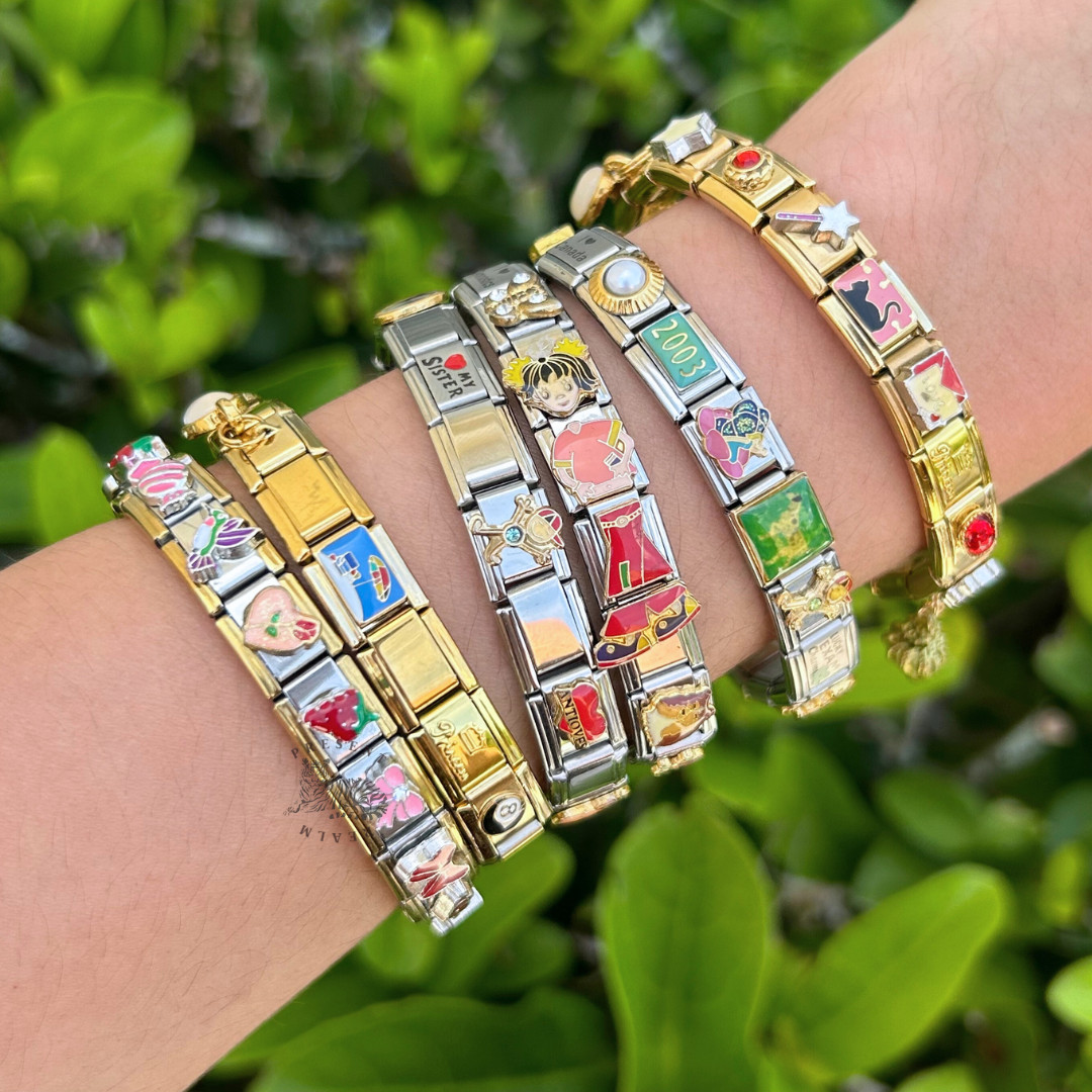 Vintage Italian Charm Bracelet – Themed & Sized, Stainless Steel, Nostalgic Jewe