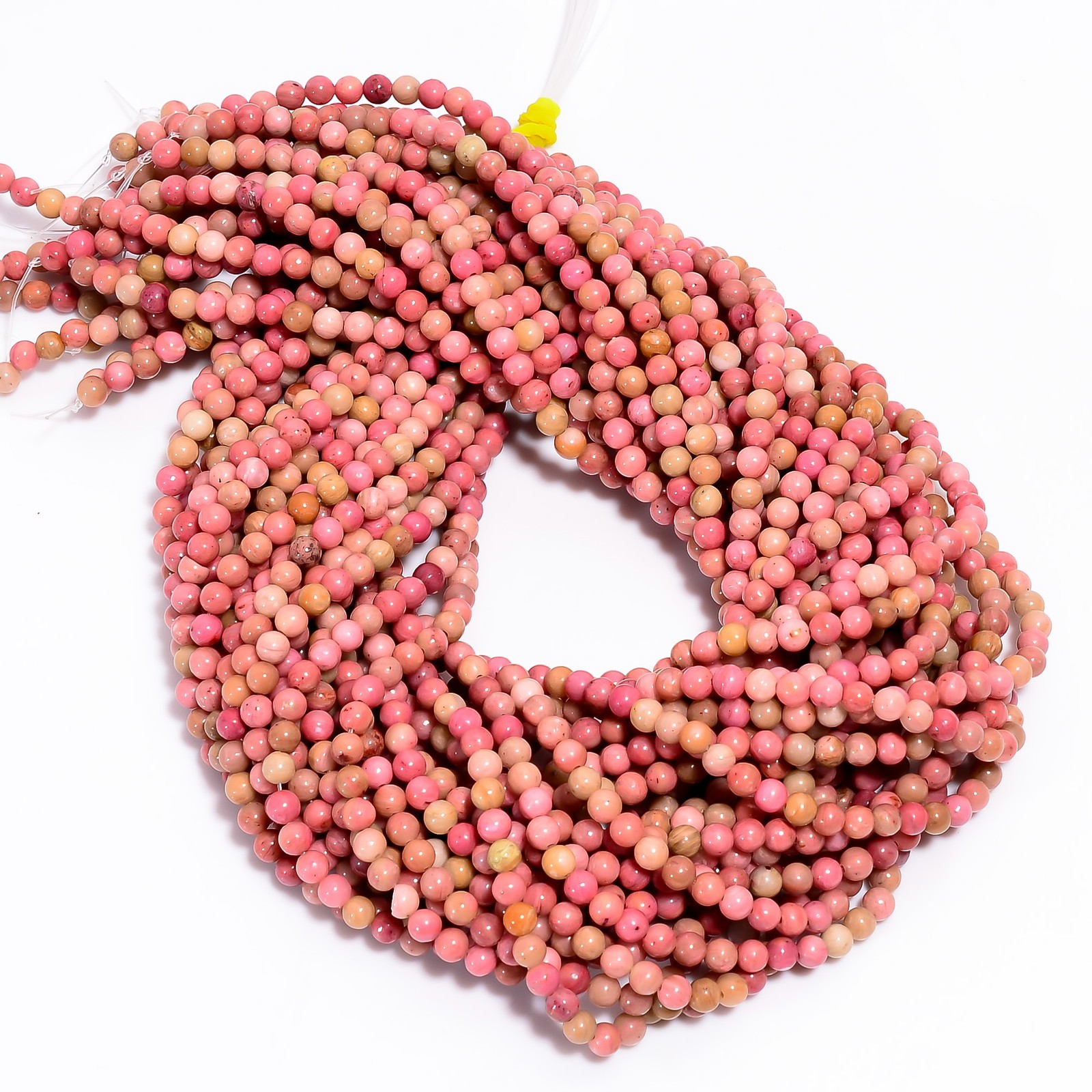 Natural Rhodochrosite Gemstone Round Shape Smooth Beads 4X4.5mm Strand 15″ AB614