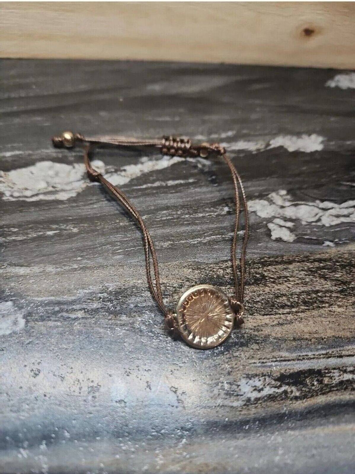 Avon Energy String Bracelet Smokey Topaz Faux Stones Adjustable Cord