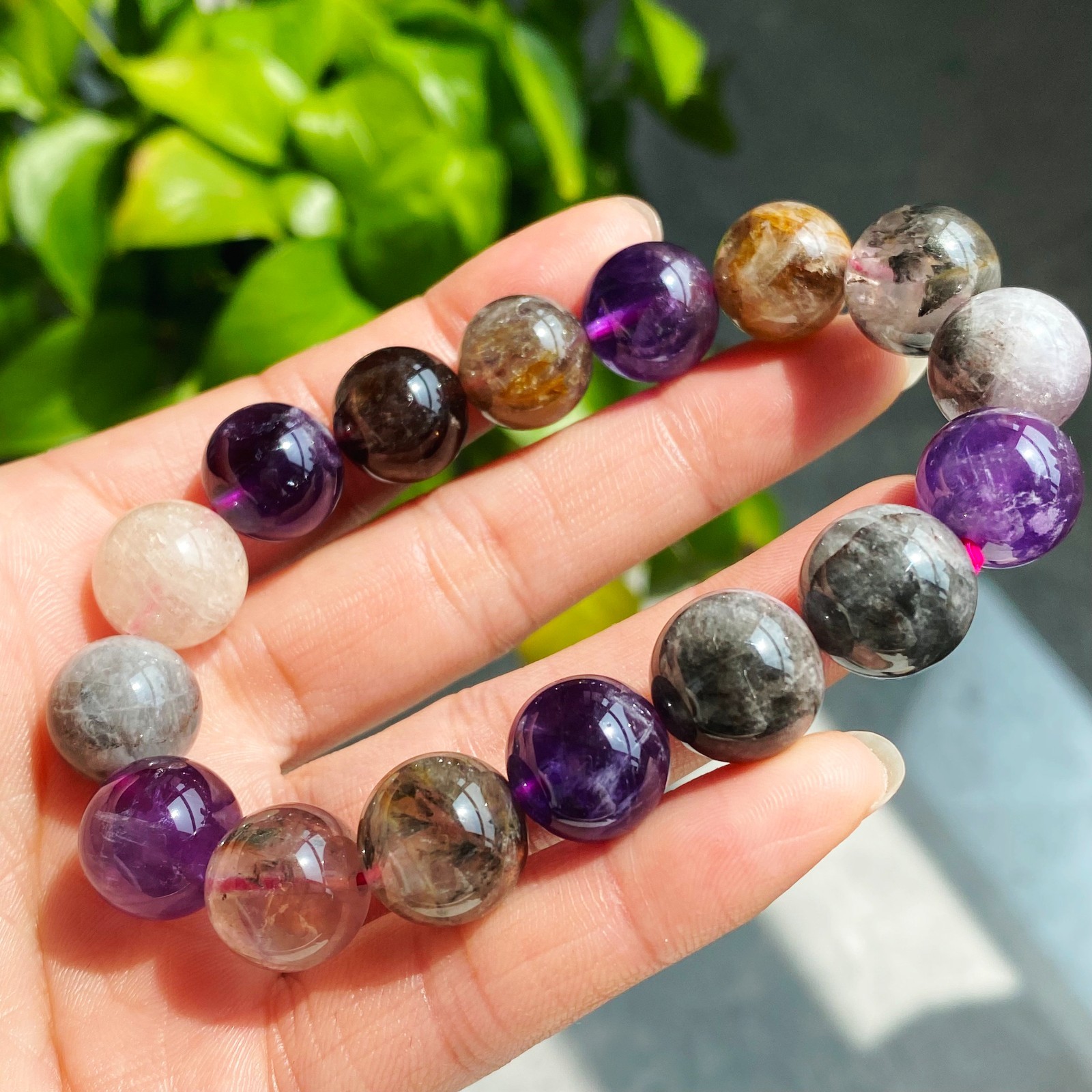 13-13.7mm Natural Auralite 23 Crystal Quartz Beads Bracelet 2895