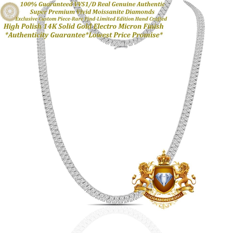 45+ Grams VVS1/D 26.92 Ct. Real Moissanite 2 Row Tennis Link Chain Neckless 7mm
