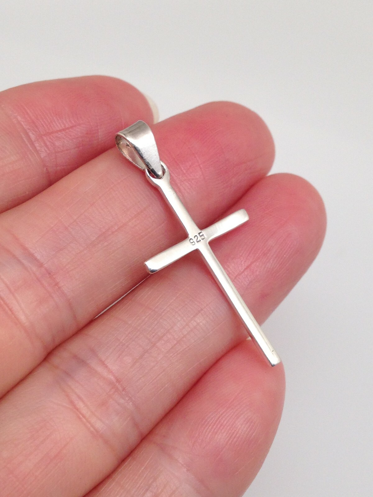 925 Sterling Silver Small Plain Cross Pendant Mens Womens 26mm(1.02″)/33mm(1.3″)
