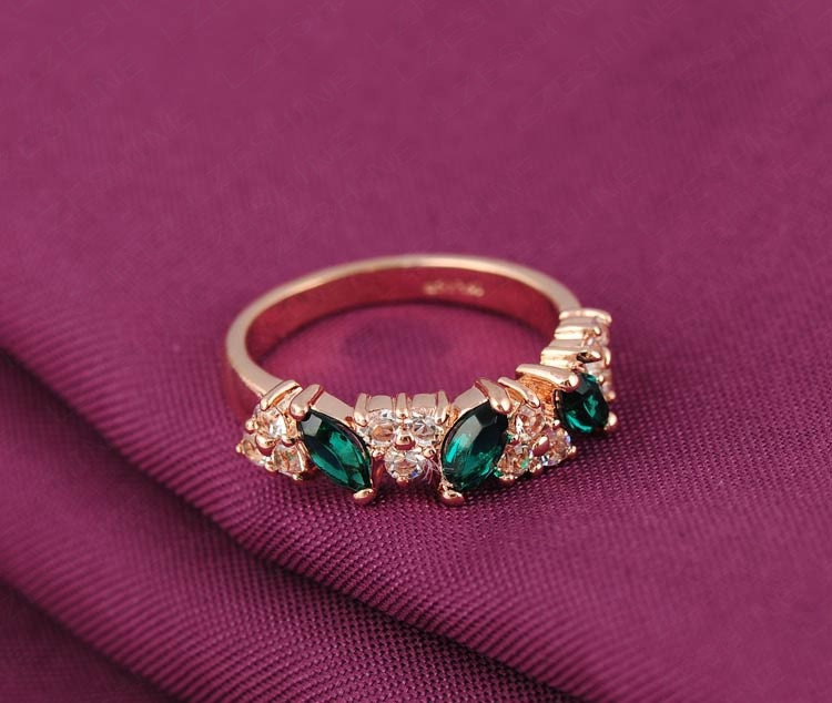 18K Rose Gold Plated Austrian Crystal Fashion Ring Women Wedding Jewelry 6 & 6.5