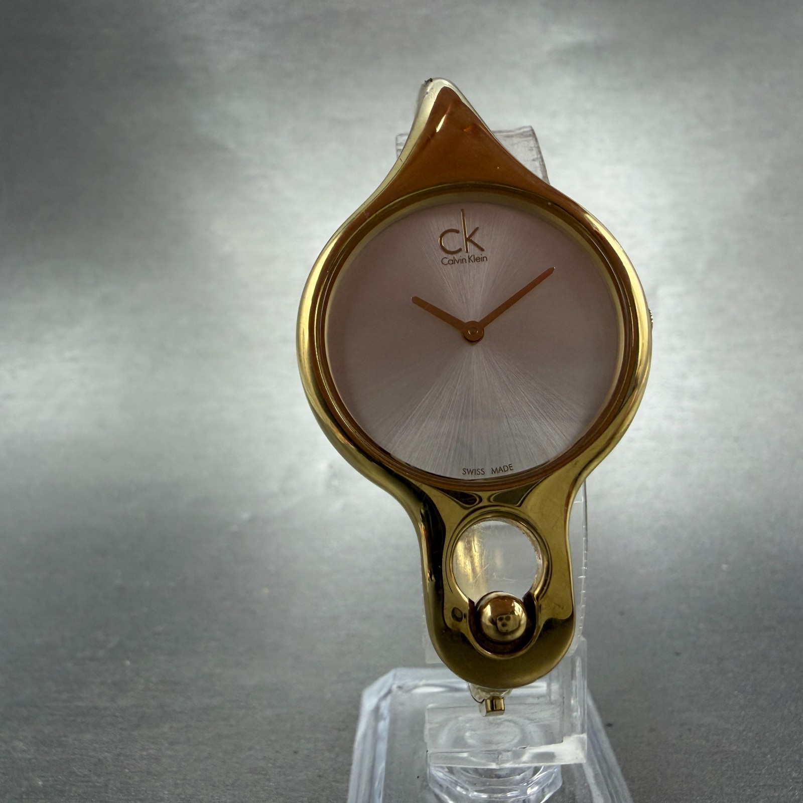Calvin Klein Watch Women 30mm Silver Dial Gold Tone Bangle Round K3131 New Batt