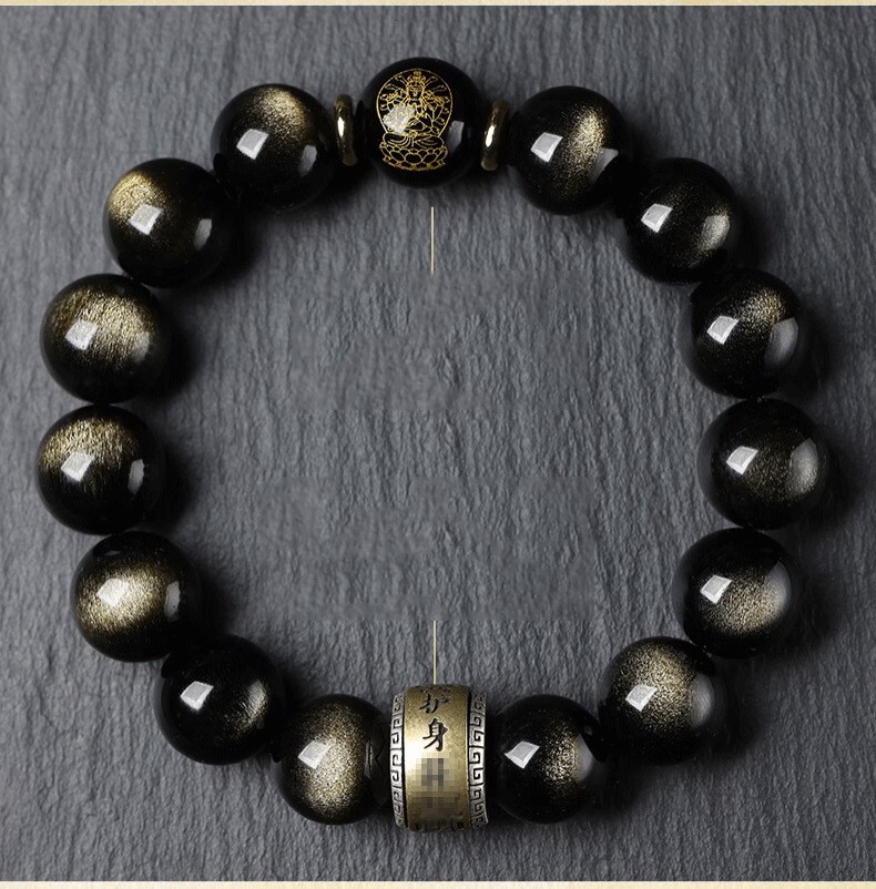New Good Feng Shui Black Obsidian Bead Bracelet Wealth Jewelry Lucky Gift