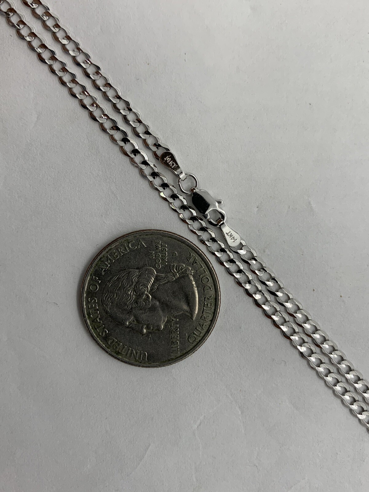 14K Solid White Gold Cuban Link Chain/Necklace Men’s/Women’s 2.2mm-5.7mm 16″-30″