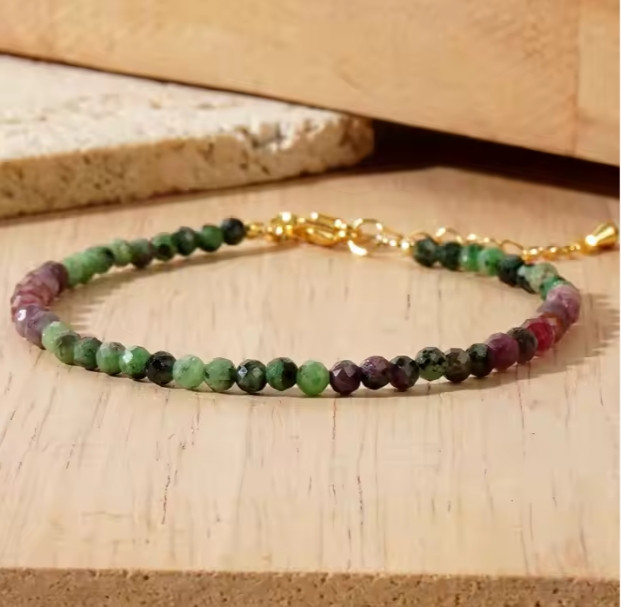 Delicate Ruby Zoisite Bracelet Natural Stone Dainty Bracelet Healing Women Gift