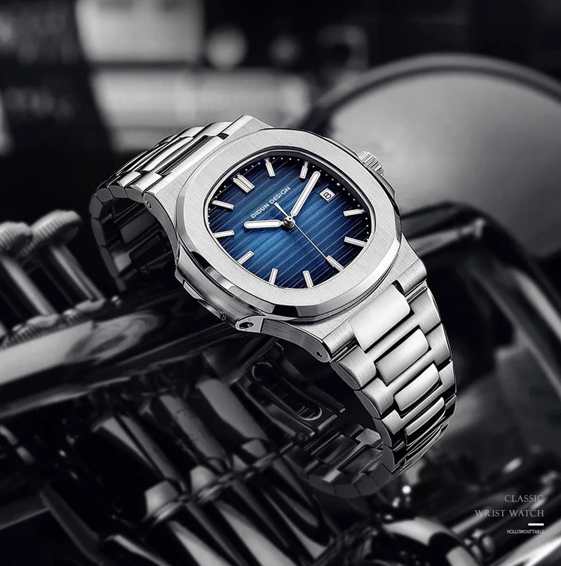 DIDUN Japan Quartz Watches Men Stainless Steel Military Watch Causal Fashion Bus