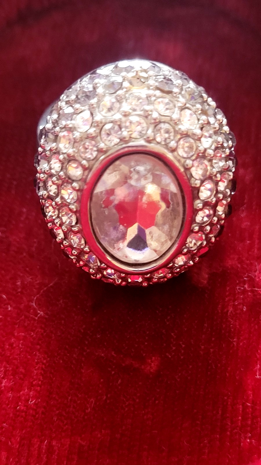 Arnold Scaasi Extravagant Large Designer Jeweled Vintage Cocktail Ring Size 7 US